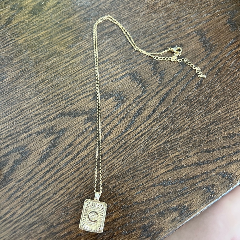 Anthropologie C tab necklace